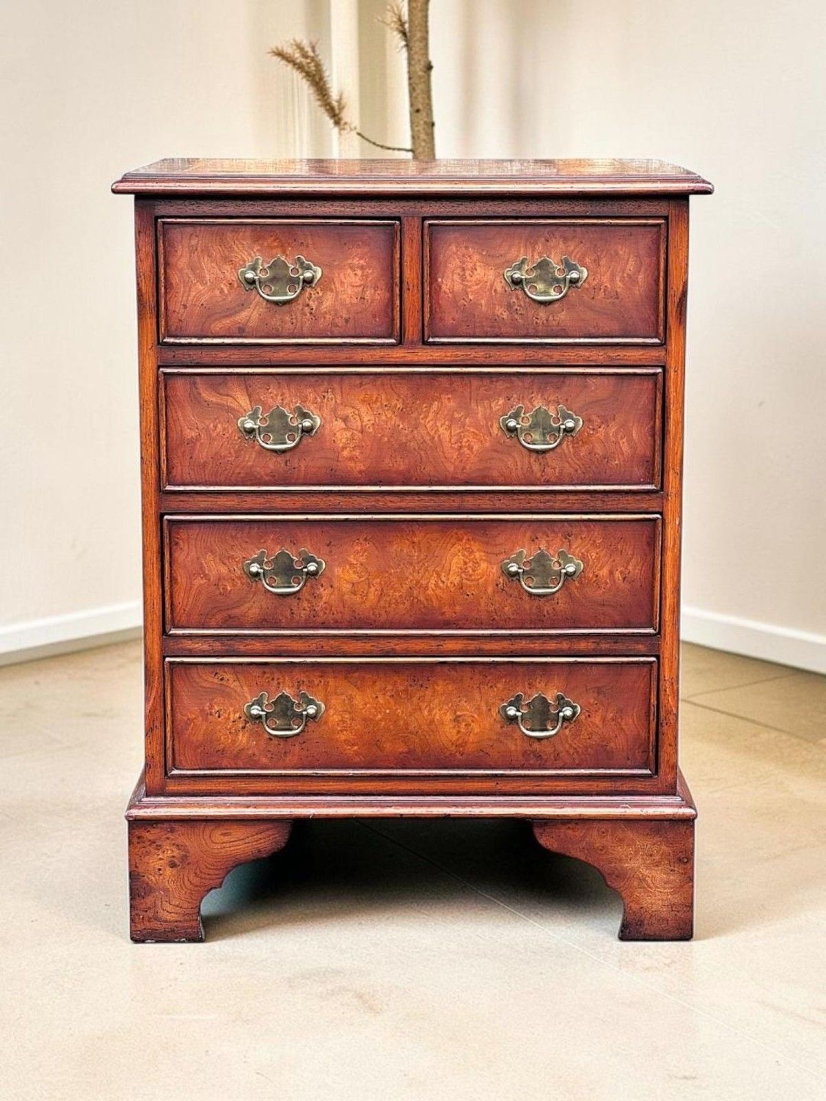 Small Figured Walnut Chest Of Drawers