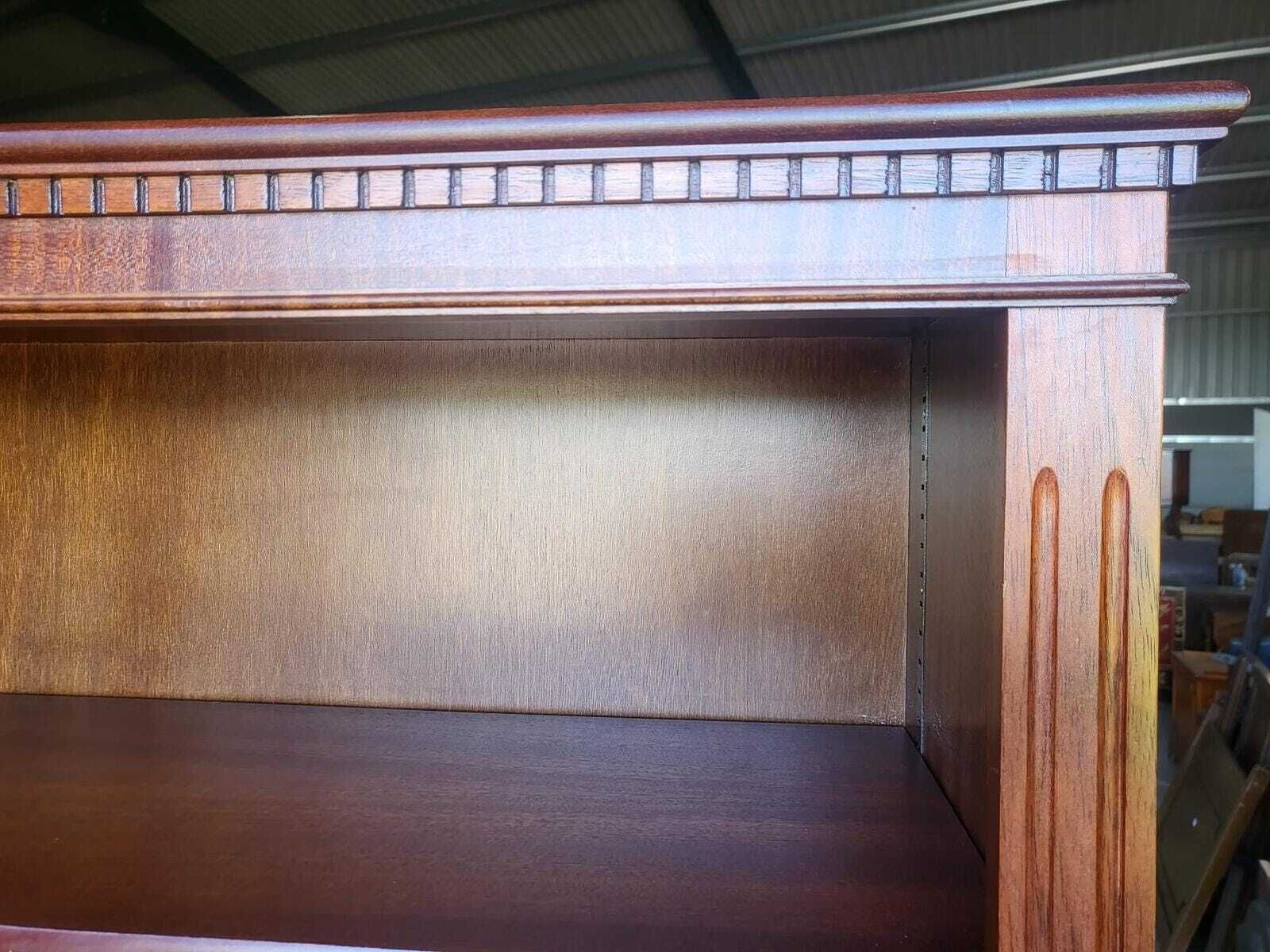 Antique Repro Mahogany Large Open Bookcase Adjustable Shelves photo for sale