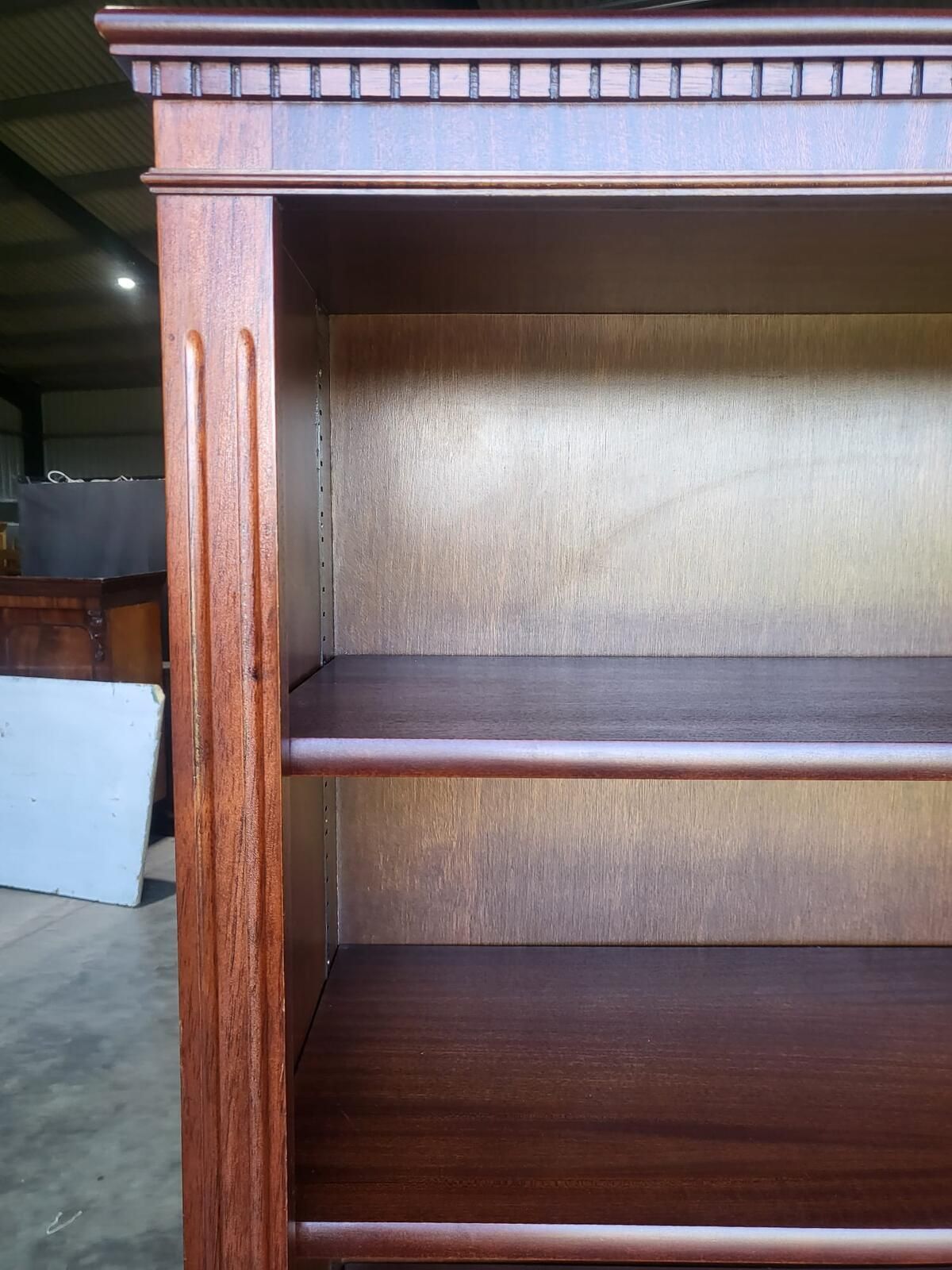 photo vinterior Antique Repro Mahogany Large Open Bookcase Adjustable Shelves