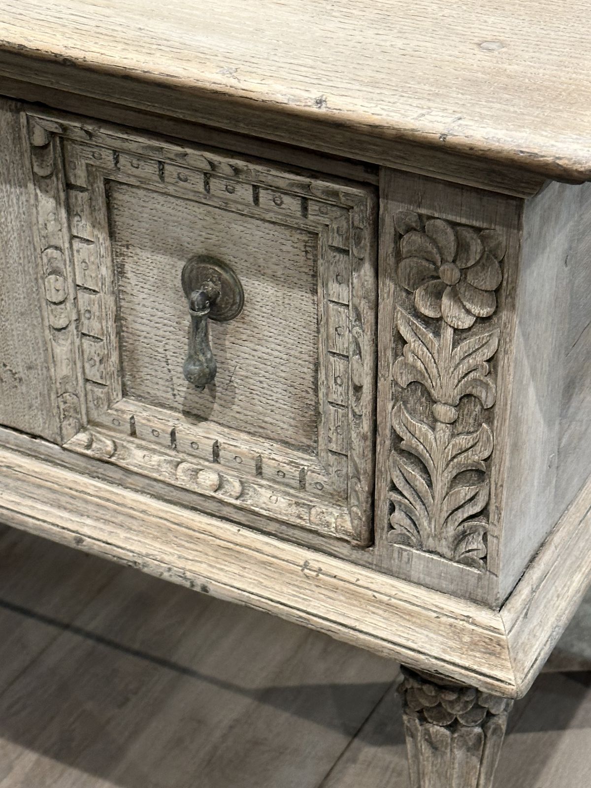 photo for sale Carved Bleached Oak Potboard Dresser
