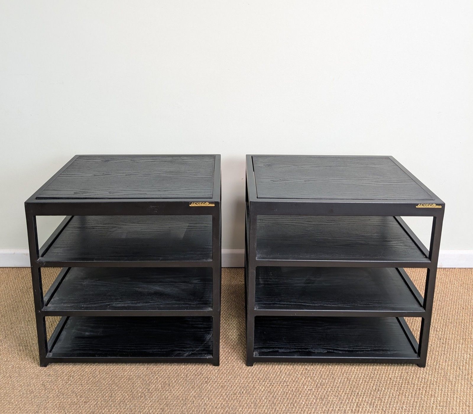 Pair Of Apollo Hifi Speaker Separates Furniture Stand Black Teak Shelves Podium photo furniture