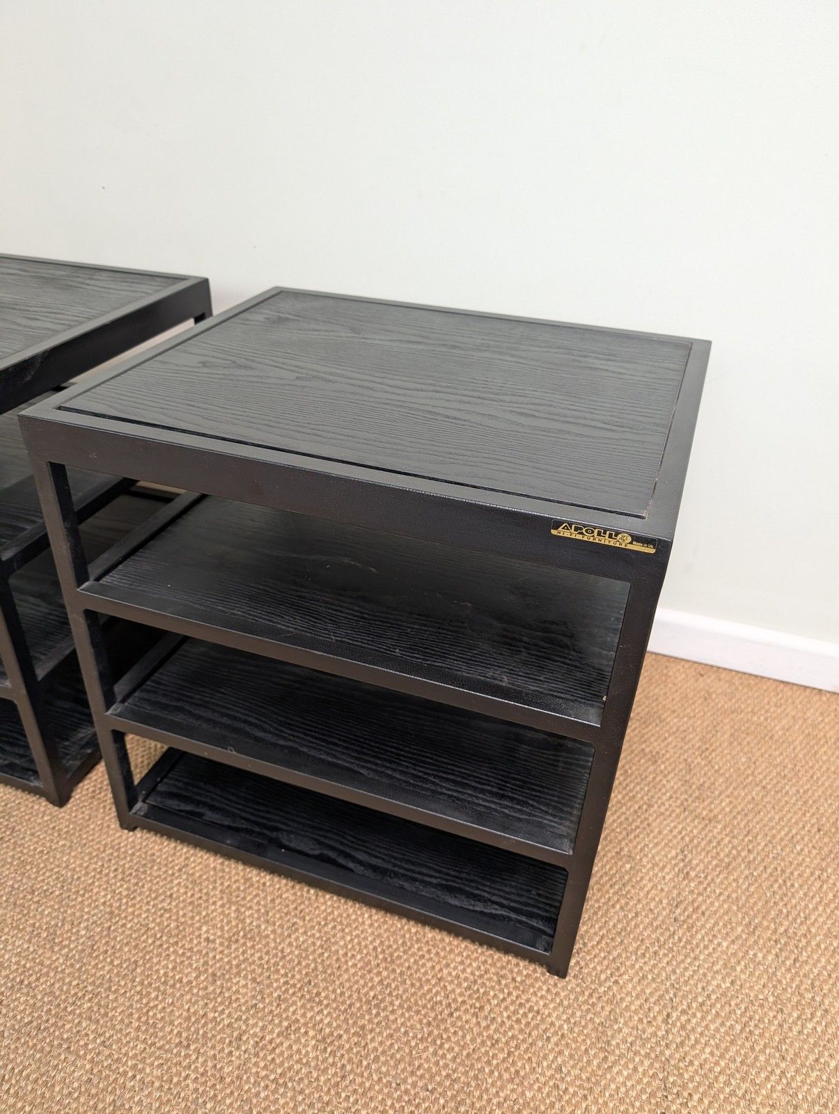 Pair Of Apollo Hifi Speaker Separates Furniture Stand Black Teak Shelves Podium photo vinterior