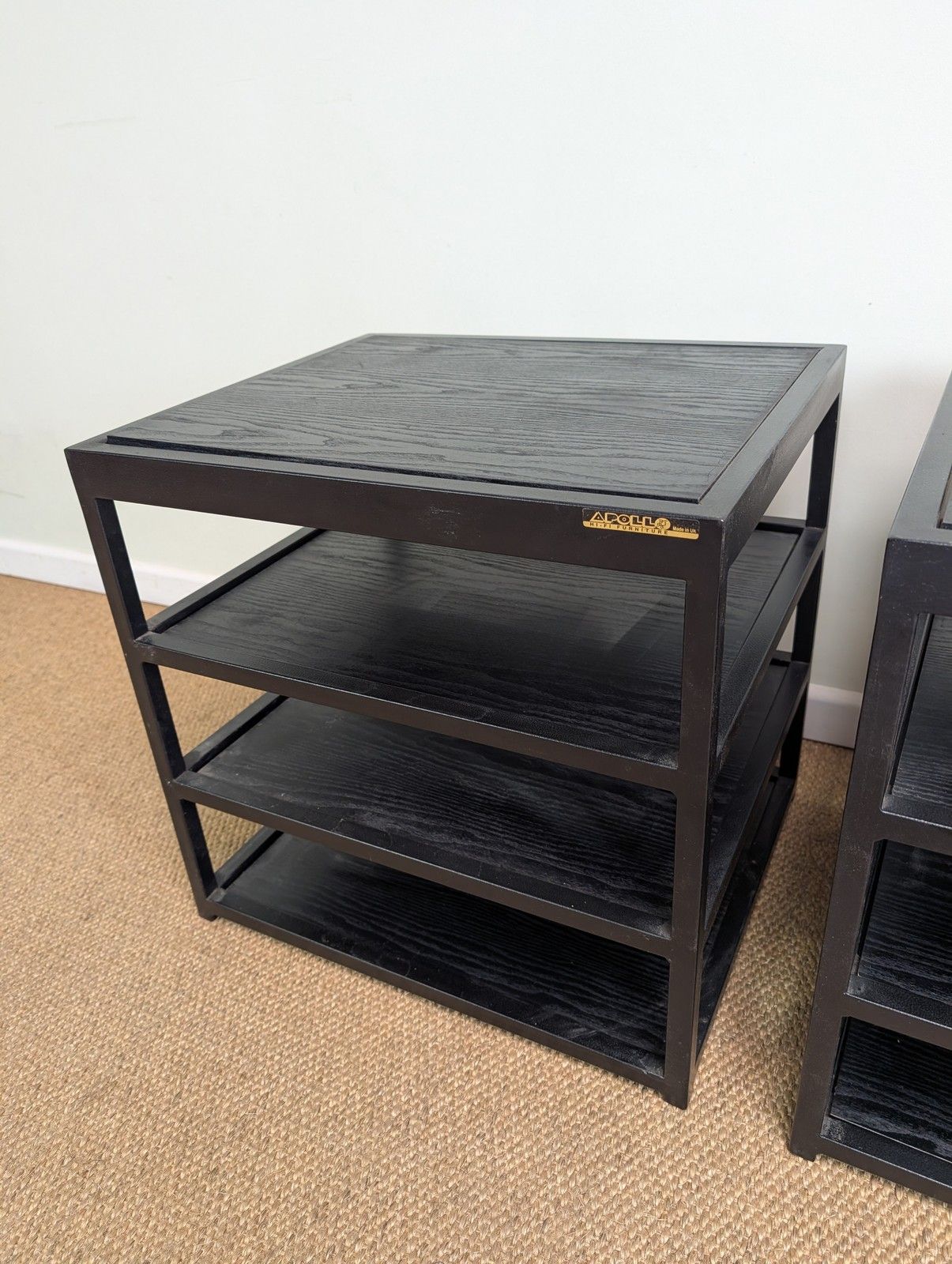 Pair Of Apollo Hifi Speaker Separates Furniture Stand Black Teak Shelves Podium photo buy