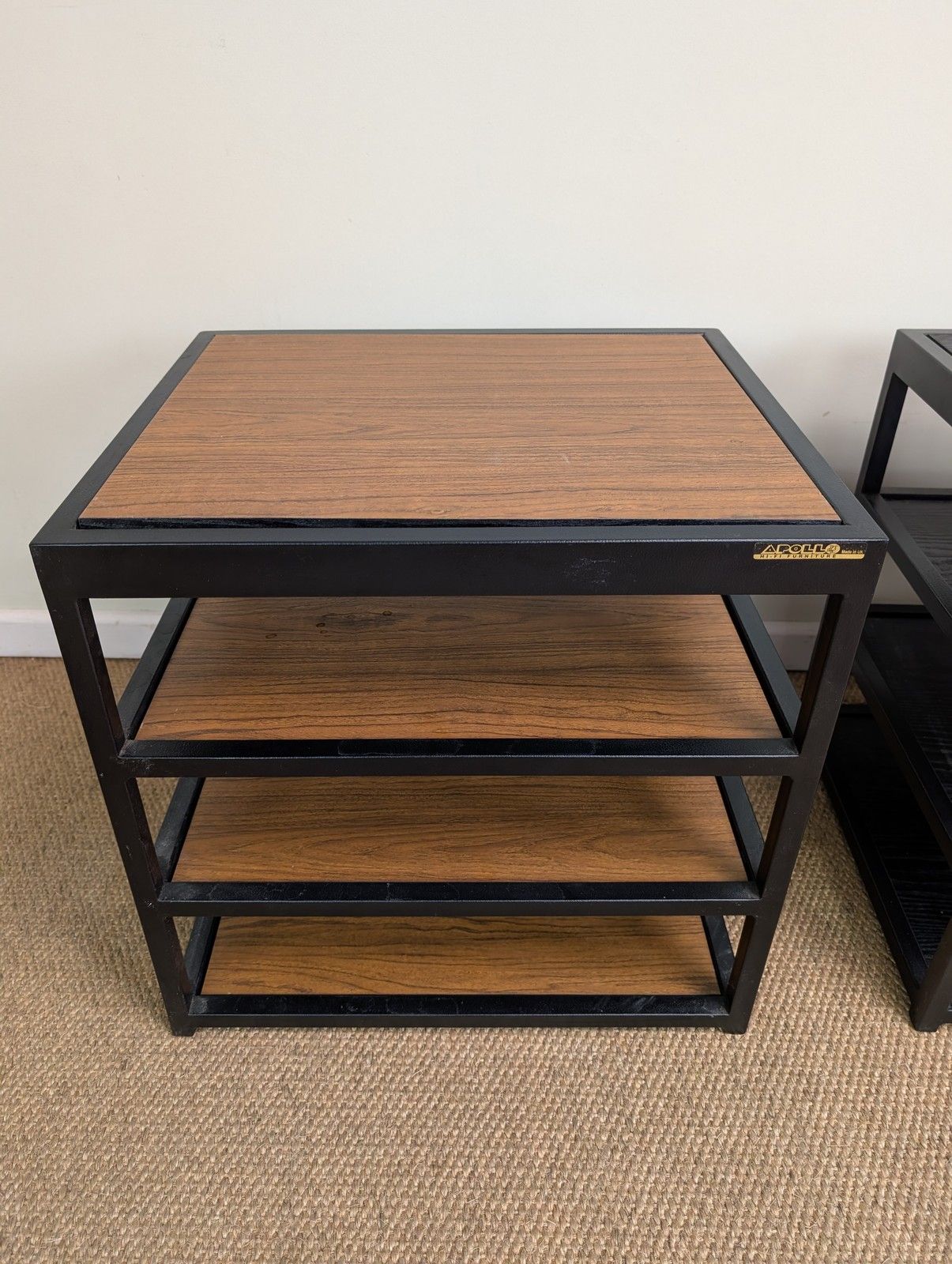 photo furniture Pair Of Apollo Hifi Speaker Separates Furniture Stand Black Teak Shelves Podium