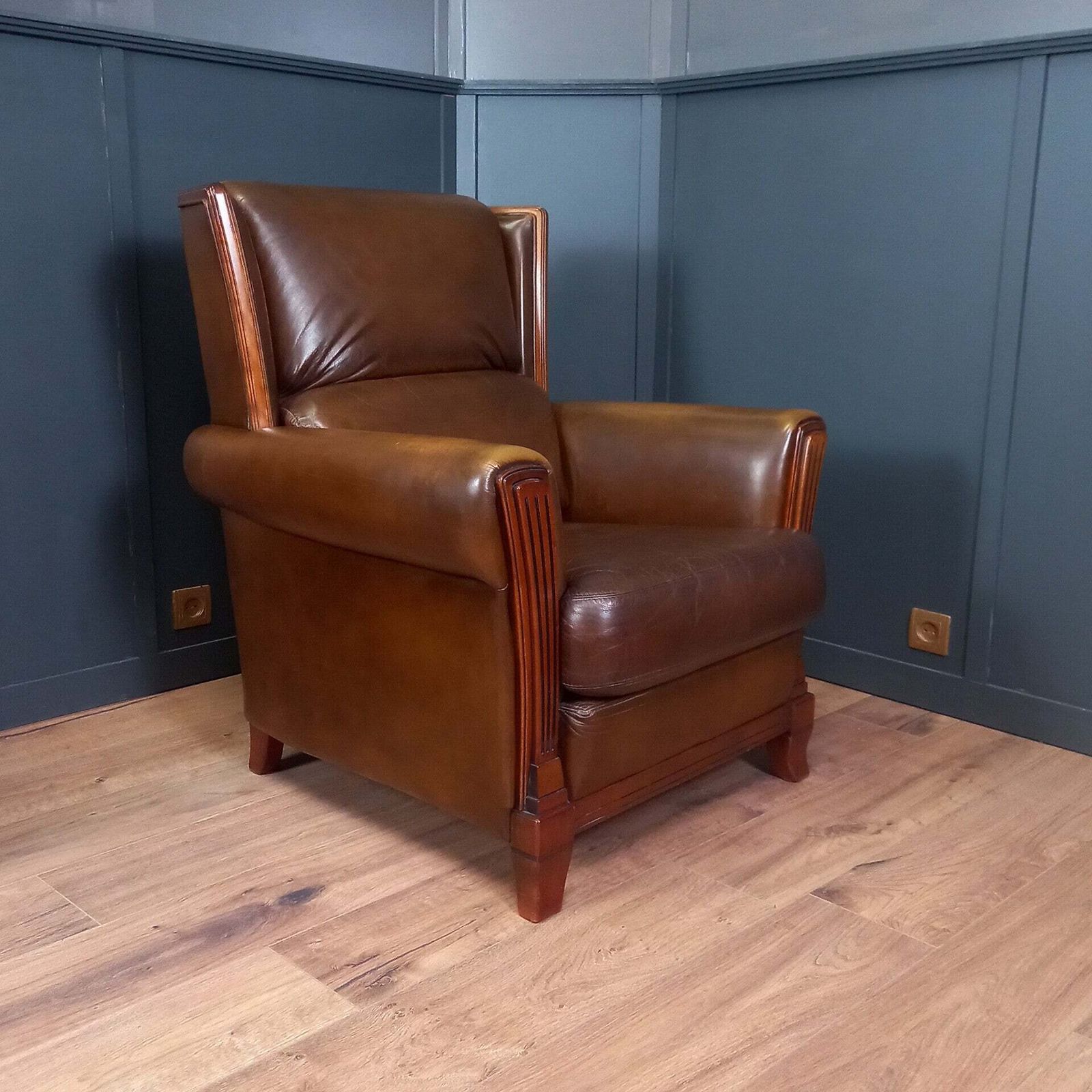 Sheep Leather Art Deco Club Armchair photo for sale