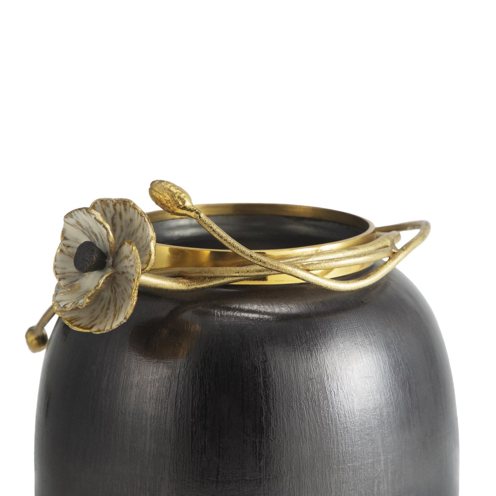 Pair Of Medium Contemporary Black And Gold Metal Anemone Vase photo 1474.0