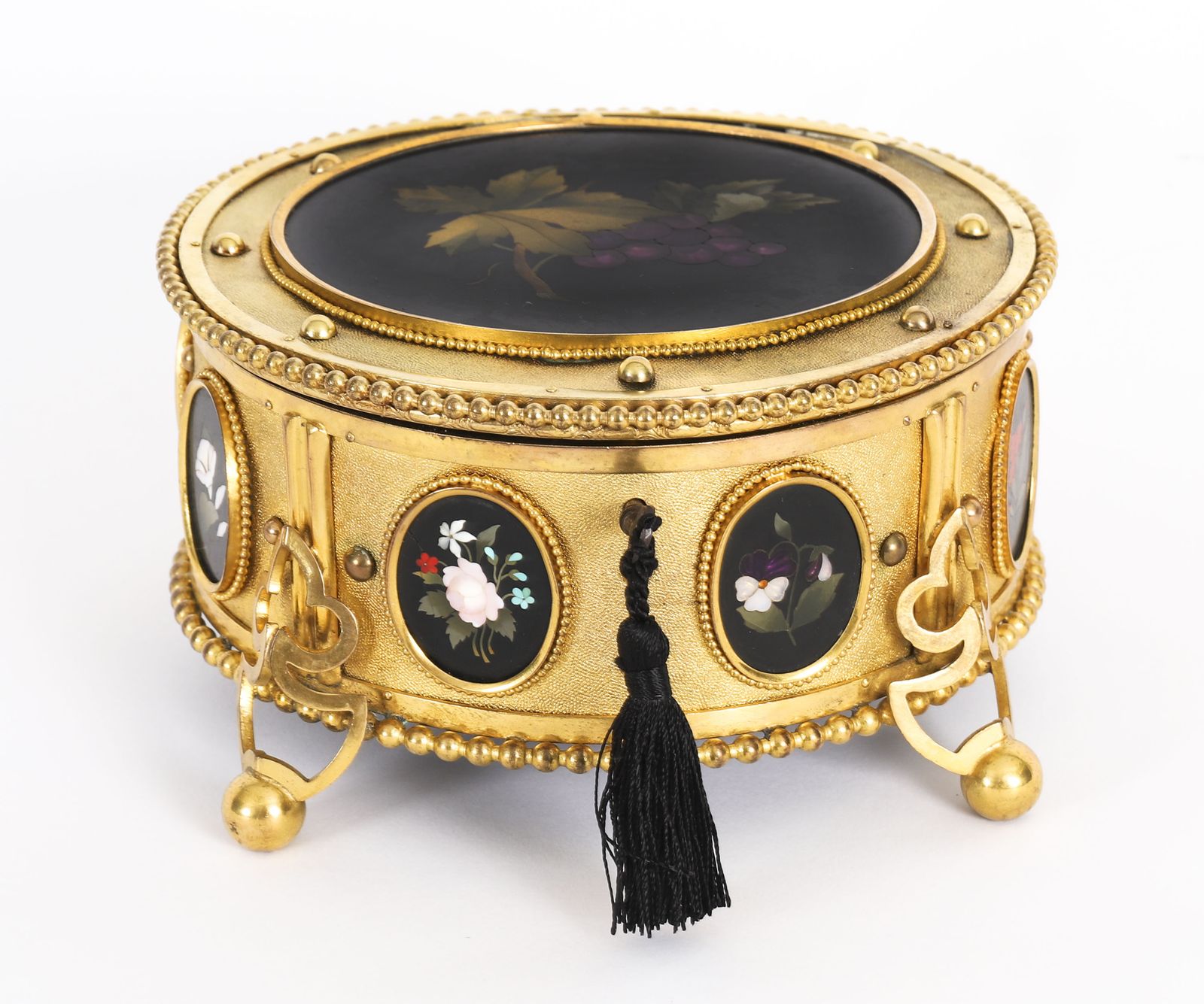 Antique Italian Ormolu & Pietra Dura Jewellery Casket 19th C photo vintage