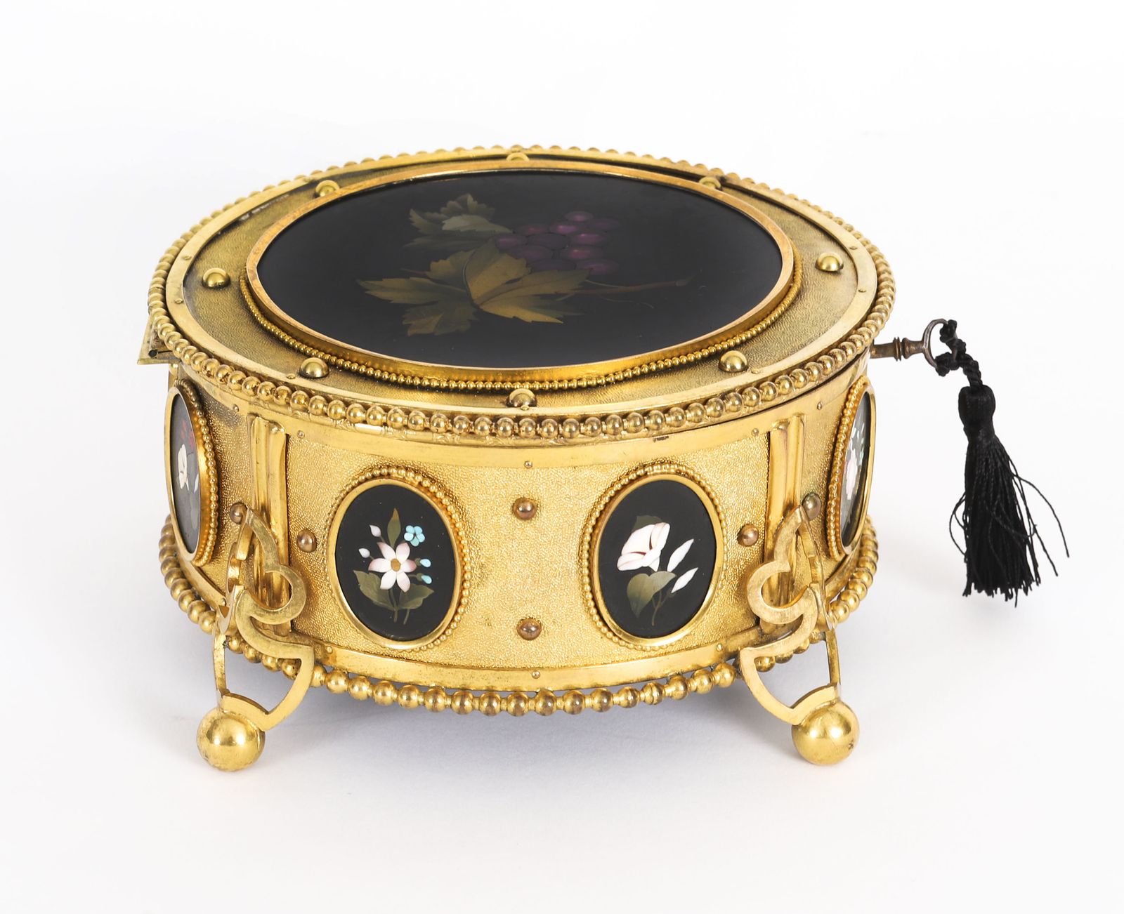 photo furniture Antique Italian Ormolu & Pietra Dura Jewellery Casket 19th C