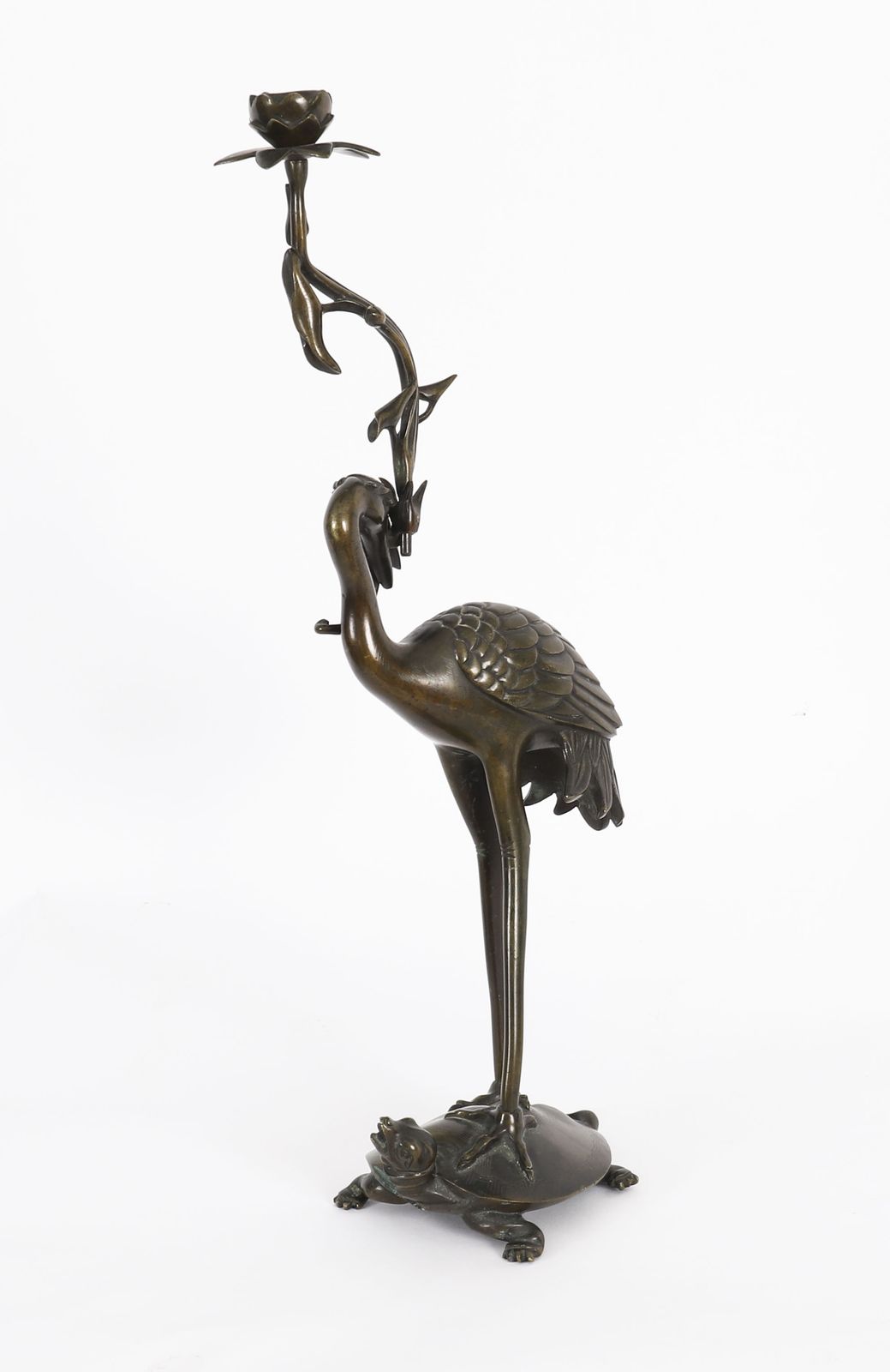 photo vintage Antique Pair Japanese Bronze Pricket Candlesticks 19th C
