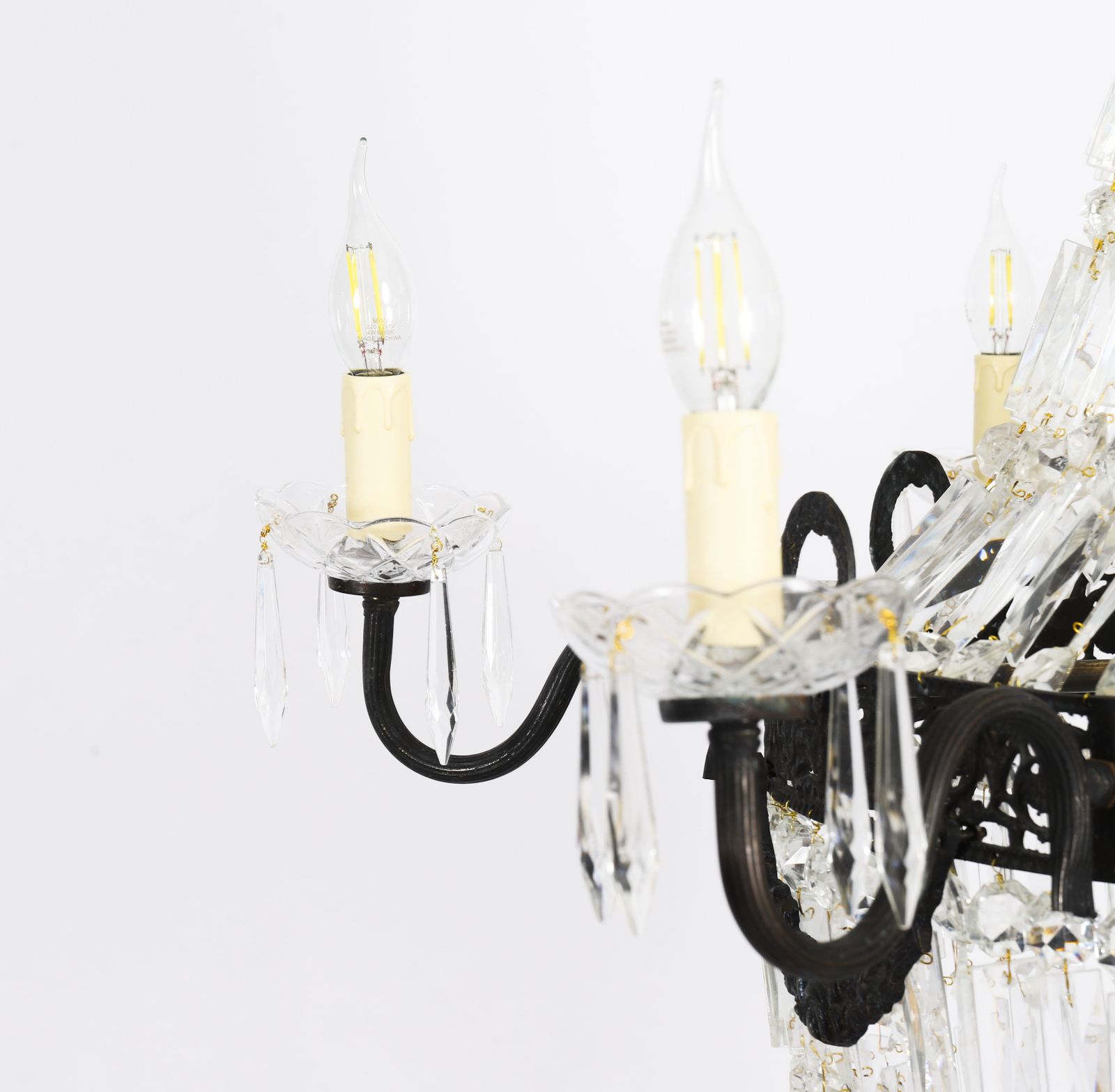 Set 6 Louis Revival 14 Light Ballroom Cut Crystal Tent Chandeliers C1920 photo vintage