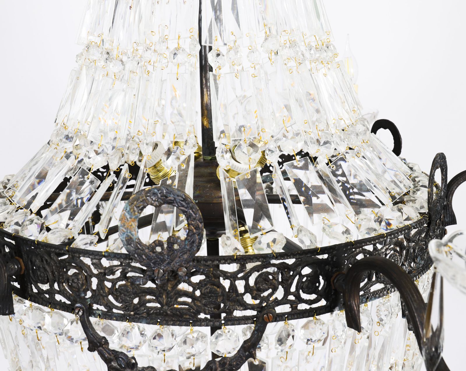 photo for sale Set 6 Louis Revival 14 Light Ballroom Cut Crystal Tent Chandeliers C1920