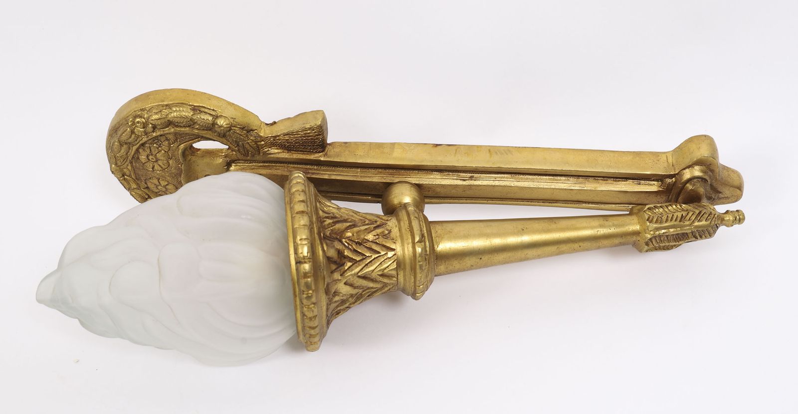 Set Of 4 Neo Classical Ormolu & Glass Flaming Torch Wall Lights C.1920 photo vintage