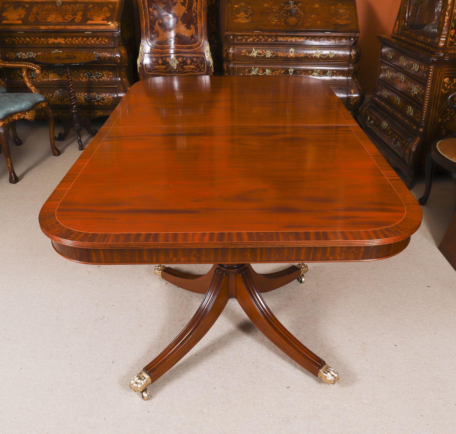 Vintage Regency Revivaltwin Pillar Dining Table Set Mid 20th C photo buy