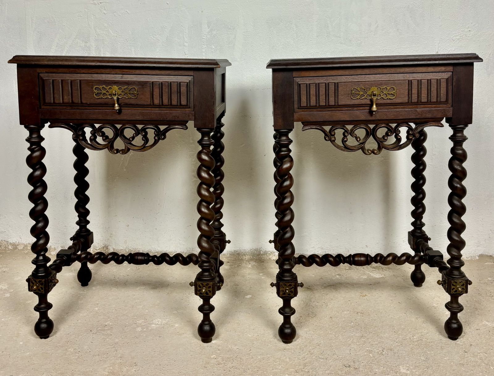 Pair Of Spanish Barley Twist Nightstands, 1930s photo 2730.0