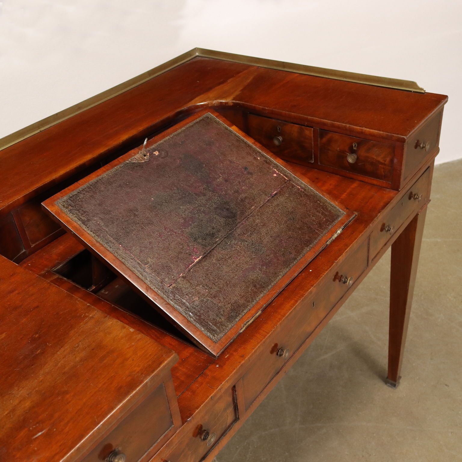 Ancient Writing Desk Carlton House George III '800 Mahogany Brass photo vinterior