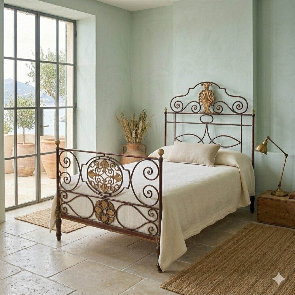Antique Restoration Bed Second Quarter XIX Century Bronze Iron photo furniture