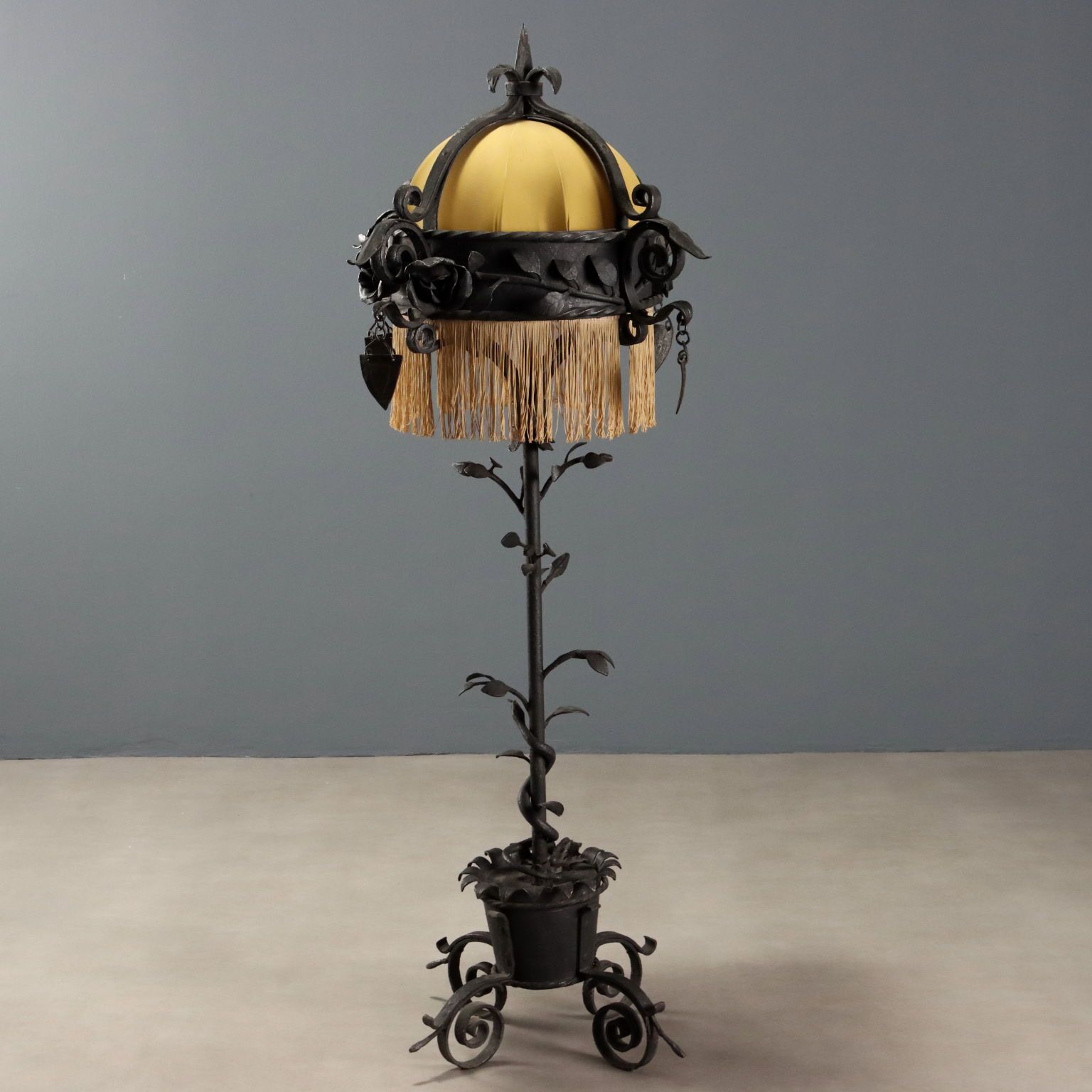 Lamp Art Nouveau Wrought Iron Italy XX Century