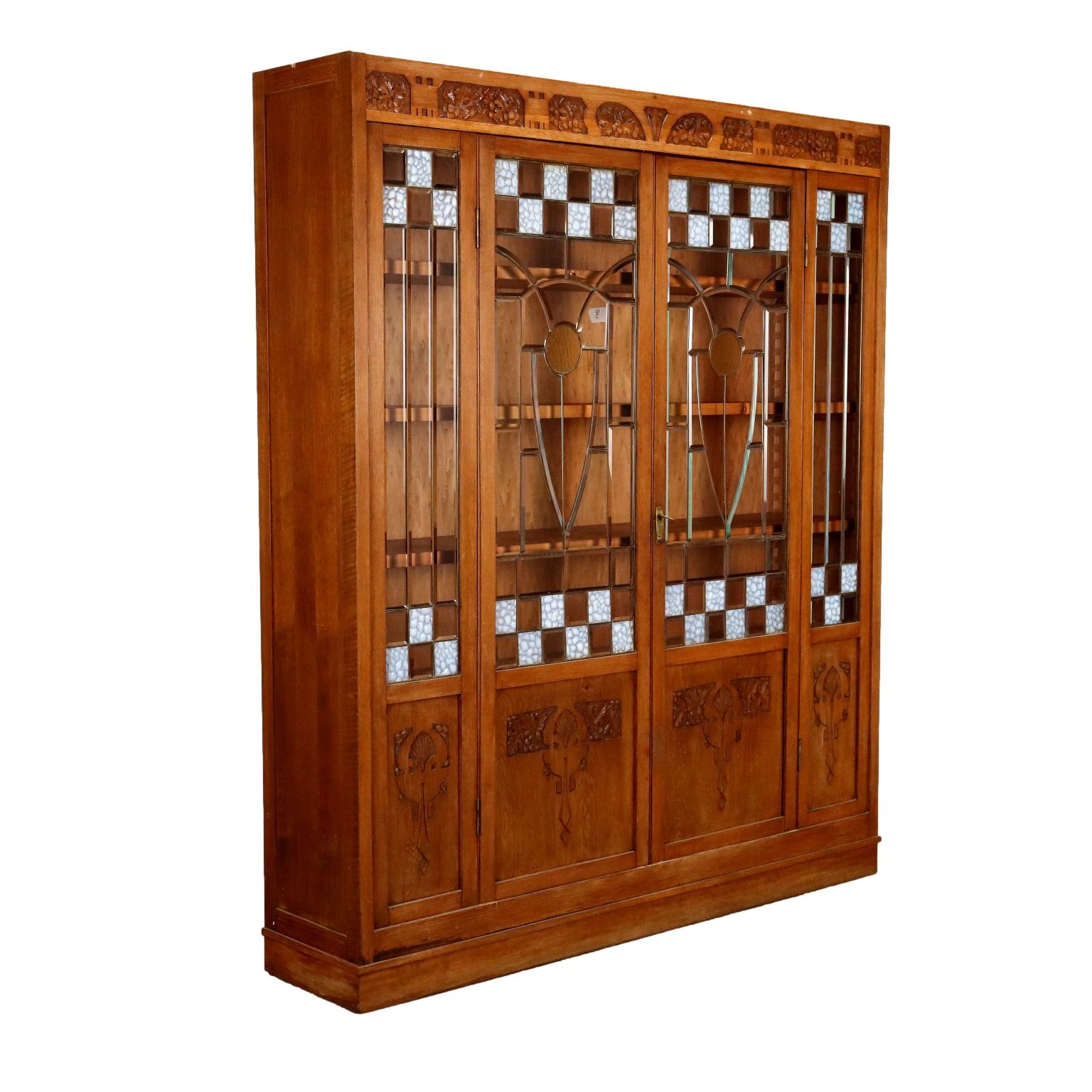 Cupboard Art Nouveau Oak Italy Early XX Century