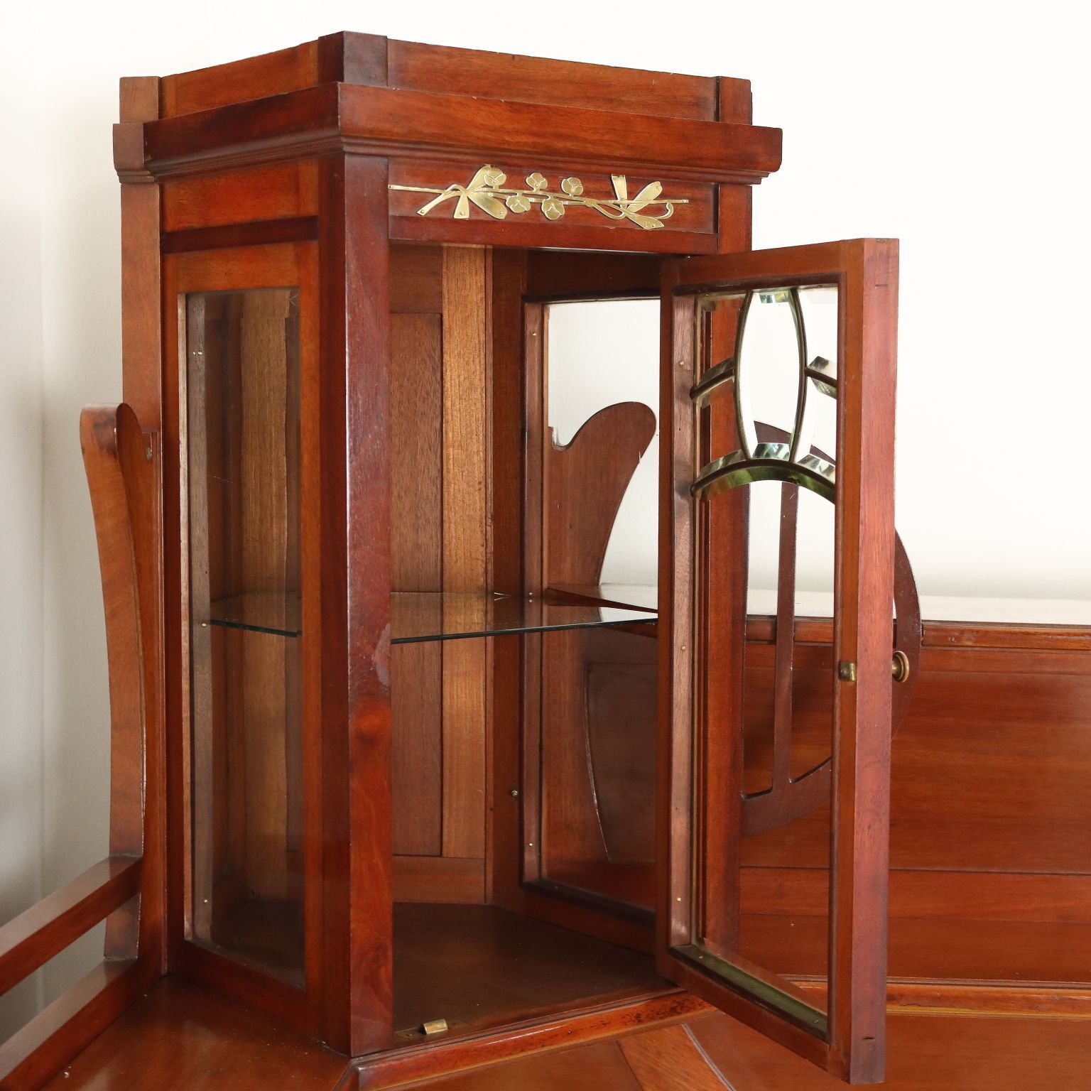 Corner Sofa Art Nouveau Mahogany Oak XIX Century photo Furniture