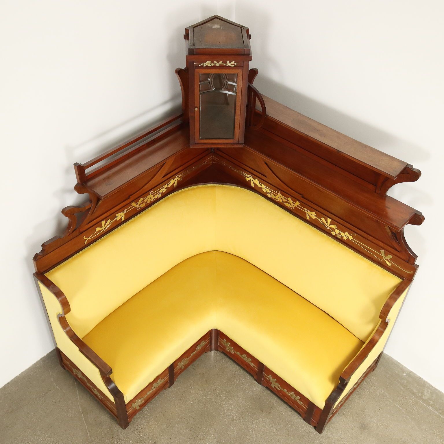 photo furniture Corner Sofa Art Nouveau Mahogany Oak XIX Century