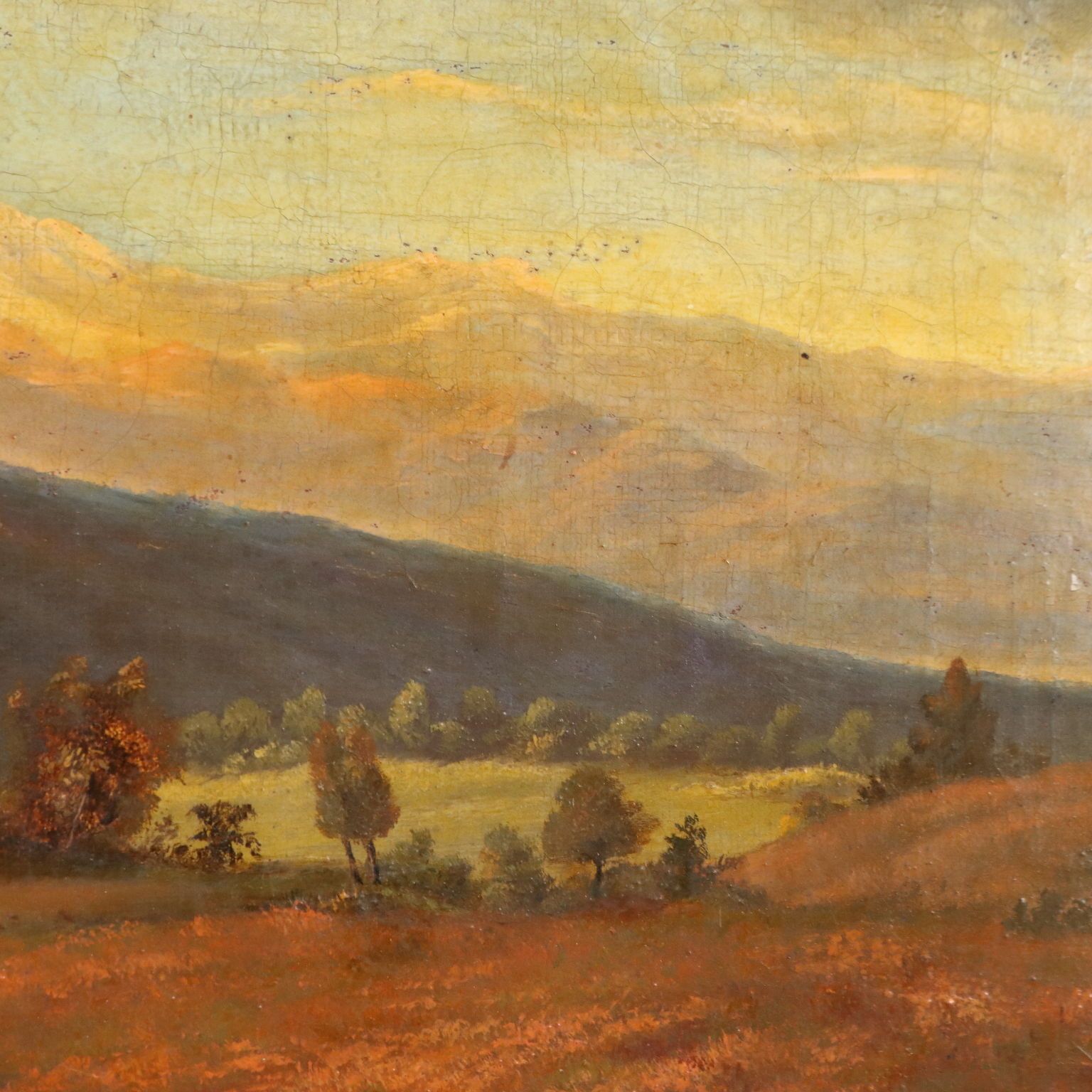 Landschapsgezicht met figuren, antiek schilderij, olieverf op doek, 19e eeuw photo 500.0