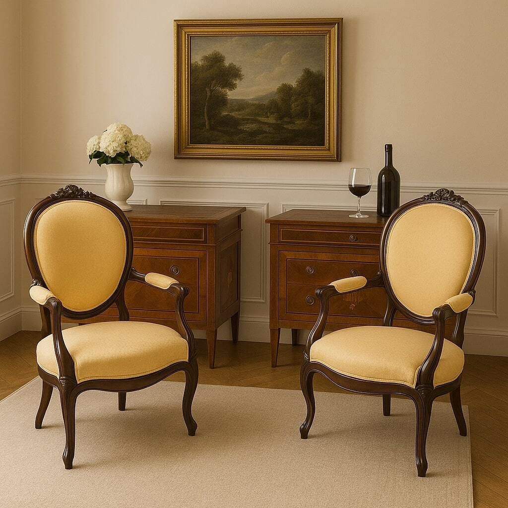 Fauteuils de style baroque en hêtre teinté, XXe siècle photo furniture