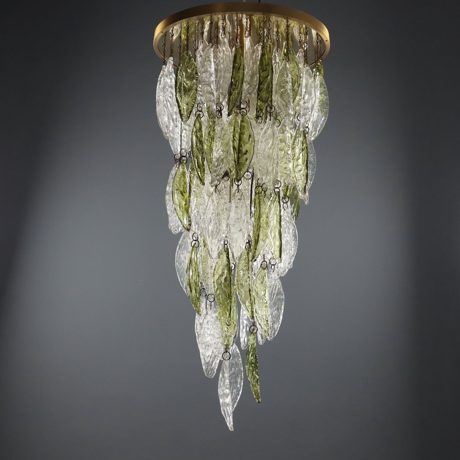 Vintage Chandelier Design Blown Glass Brass Aluminium Italy 1970s photo for sale