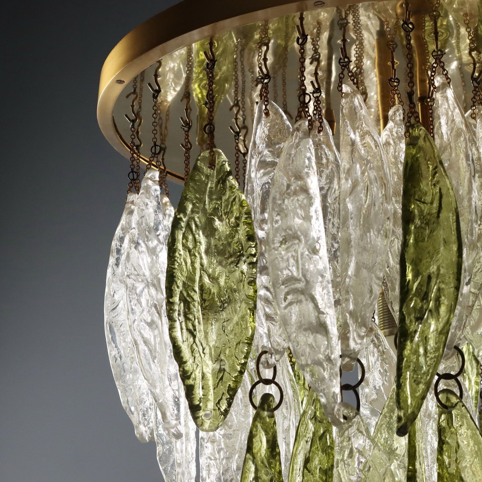 Vintage Chandelier Design Blown Glass Brass Aluminium Italy 1970s photo Lighting