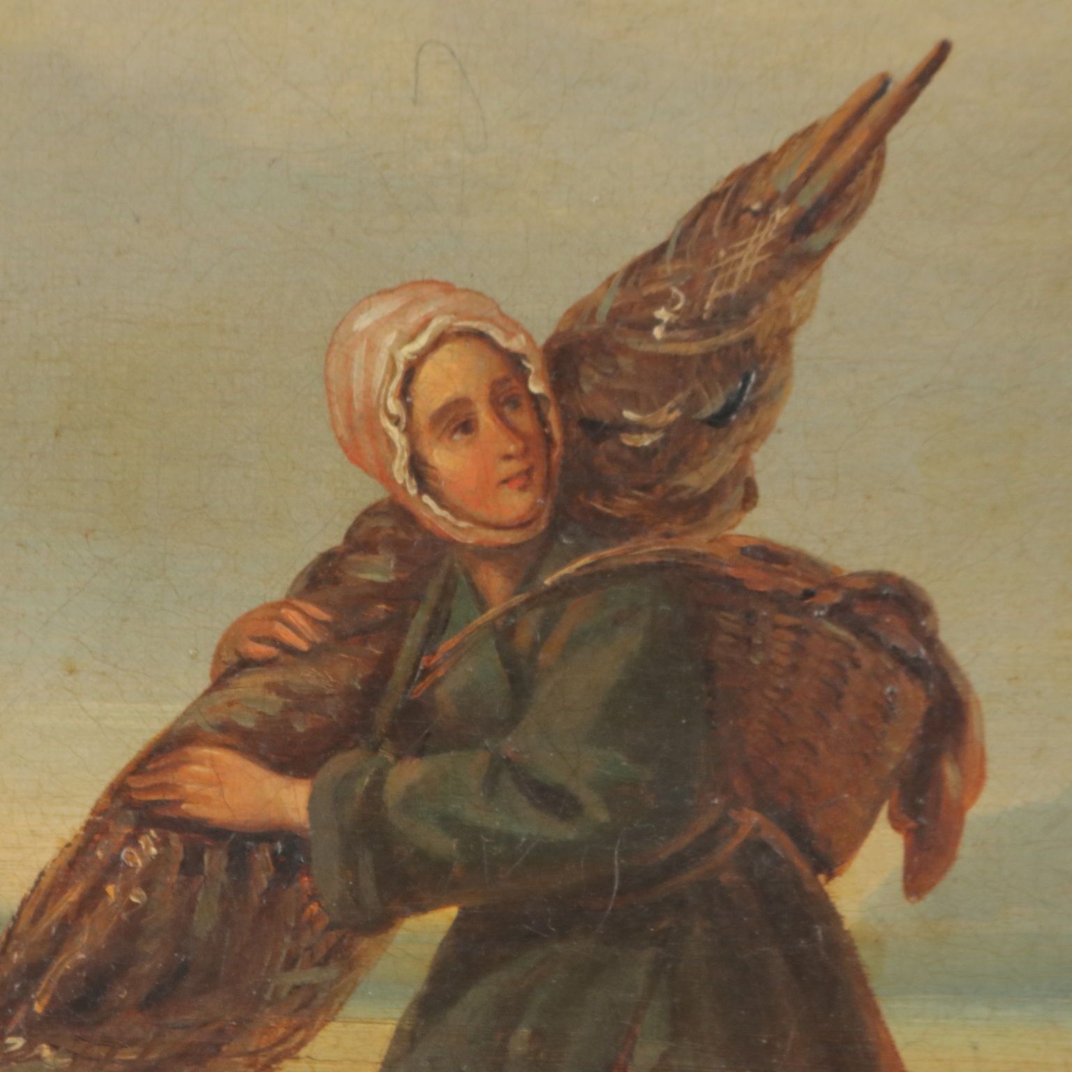 The Sale Of Fresh Fish Antique Painting Oil On Canvas XIX Century photo buy