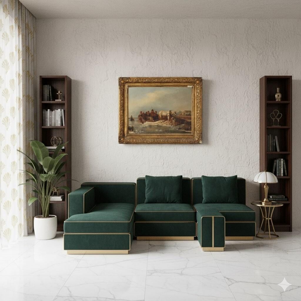 Antiek schilderij winterlandschap olieverf op doek Noord-Europa 19e eeuw photo furniture
