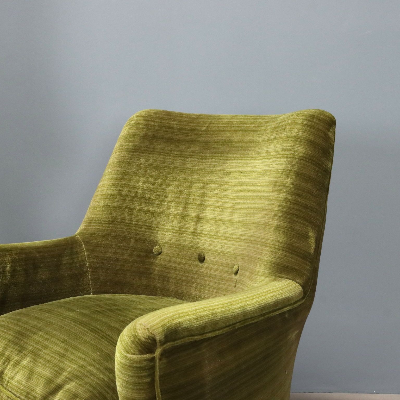Vintage Armchairs Green Velvet Wood Design Italy 1950s photo 850.0