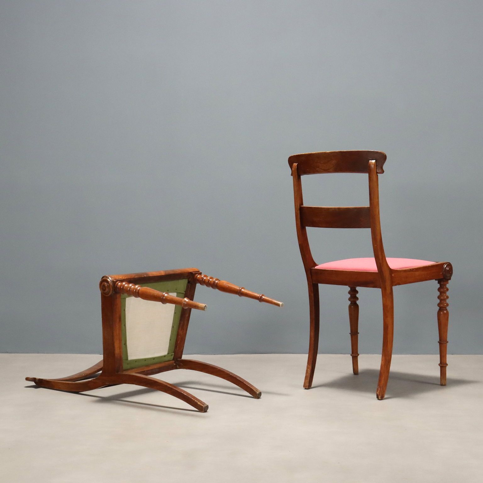 photo furniture Antieke stoelen, beuken en mahonie, bekleding, Frankrijk, 19e eeuw