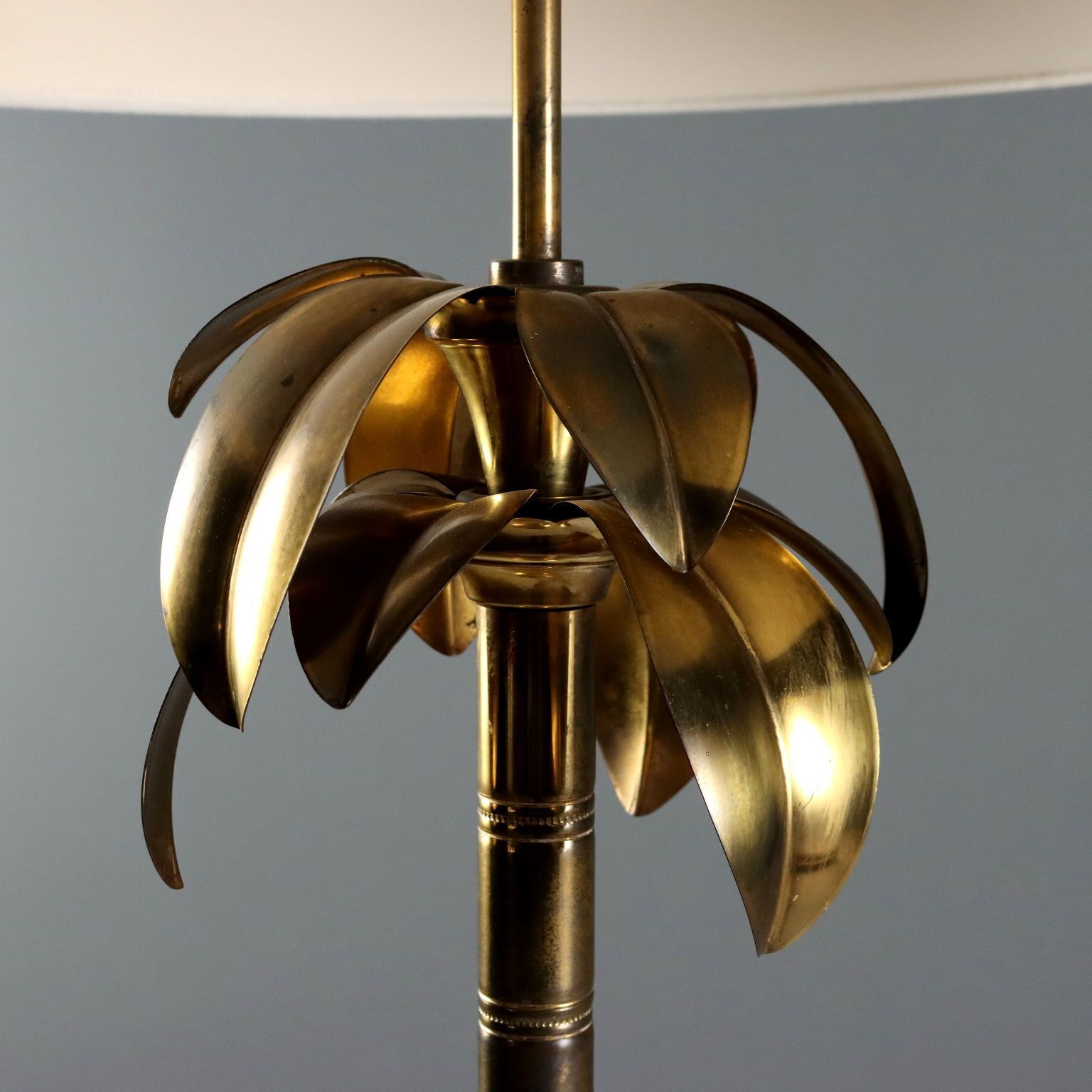 Vintage lamp messing stof design Italië jaren 1970 photo vintage