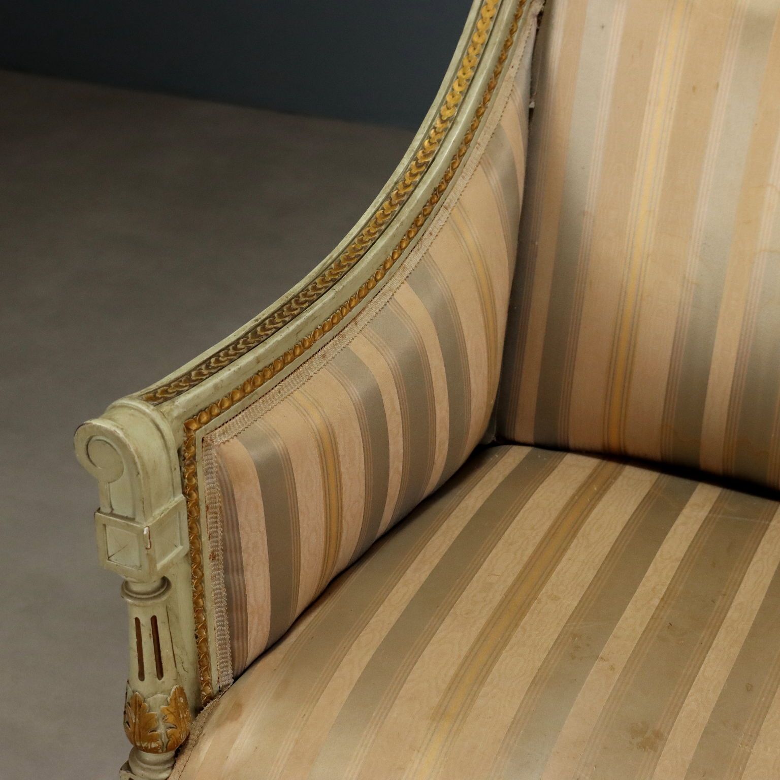 Antique Armchairs Carved Lacquered Wood Fabric XIX Century photo 1060.0