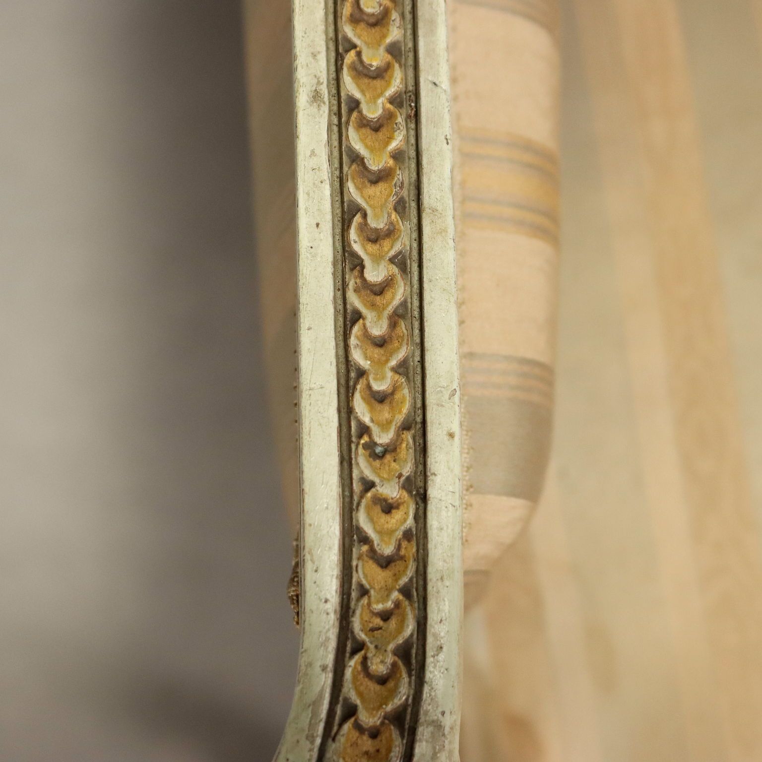 photo for sale Antique Armchairs Carved Lacquered Wood Fabric XIX Century