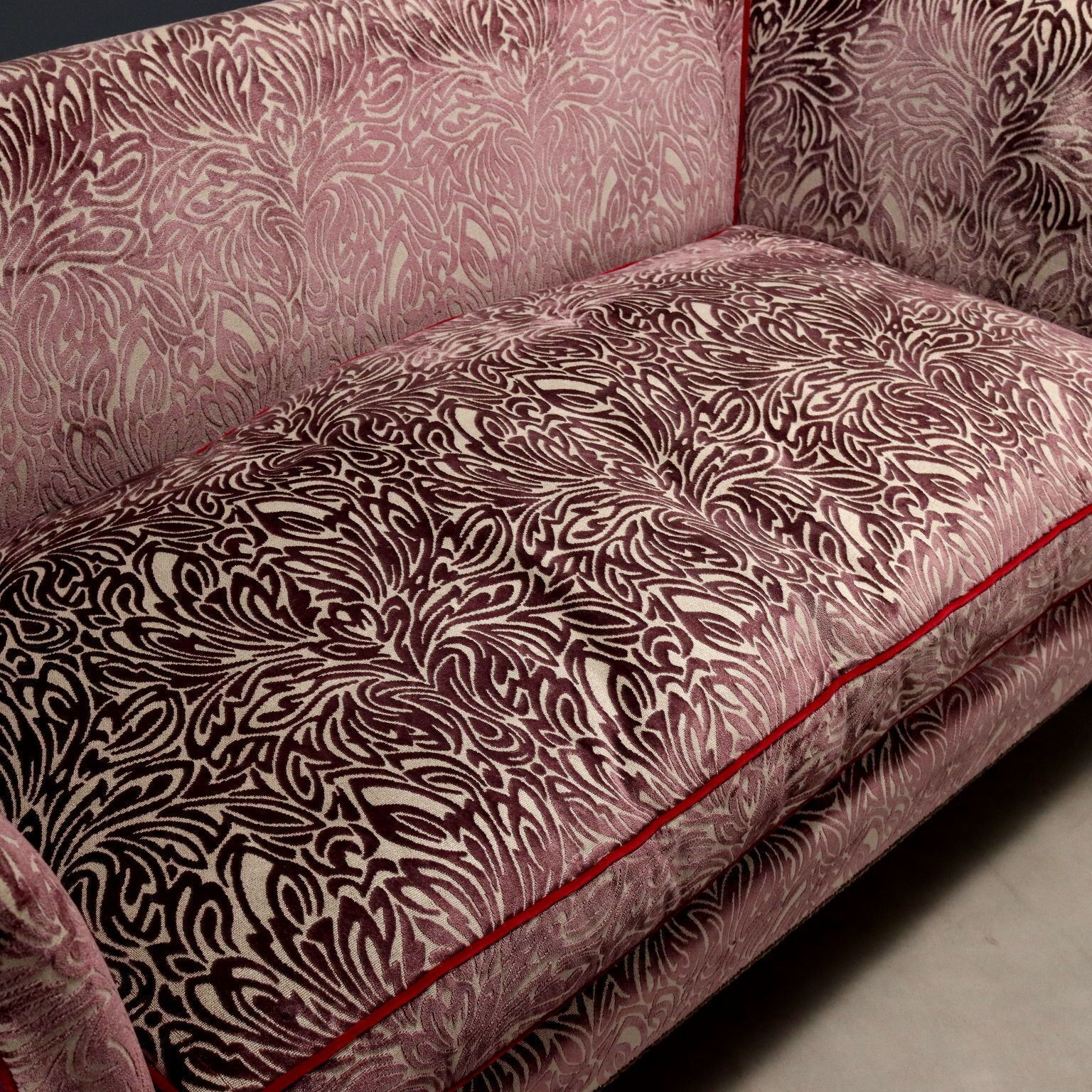 Antique Sofa Velvet Walnut Painted Beech Italy XX Century photo 1740.0