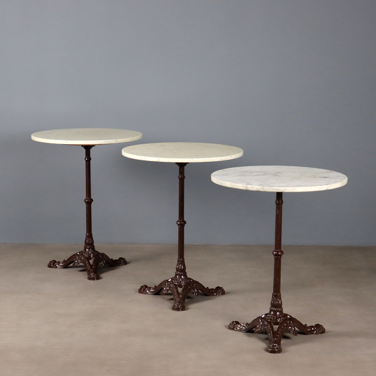 Antique Coffee Tables Lacquered Iron Marble XX Century