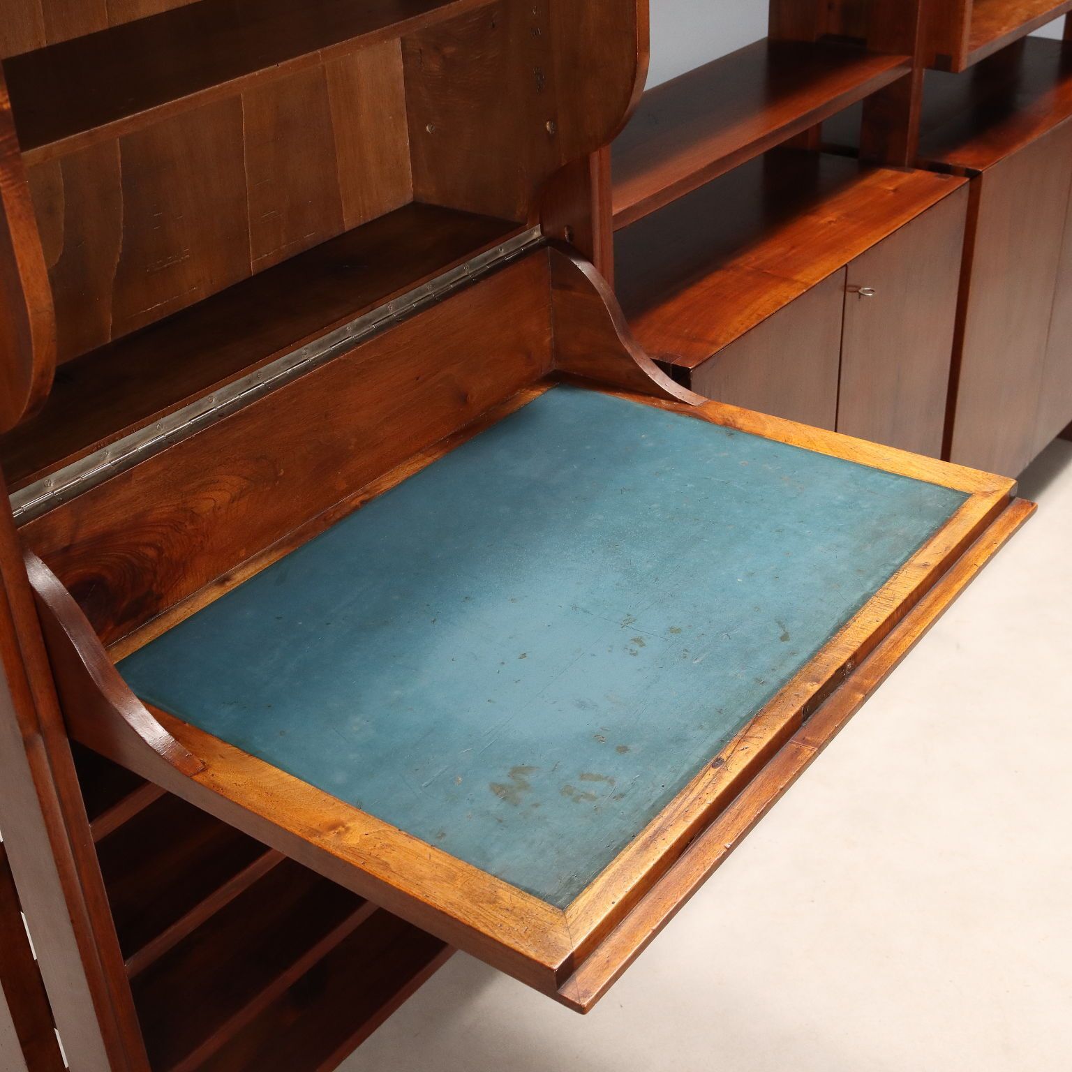 Vintage Bookcase Walnut With Shelves Design Italy 1940s 1950s photo 3980.0