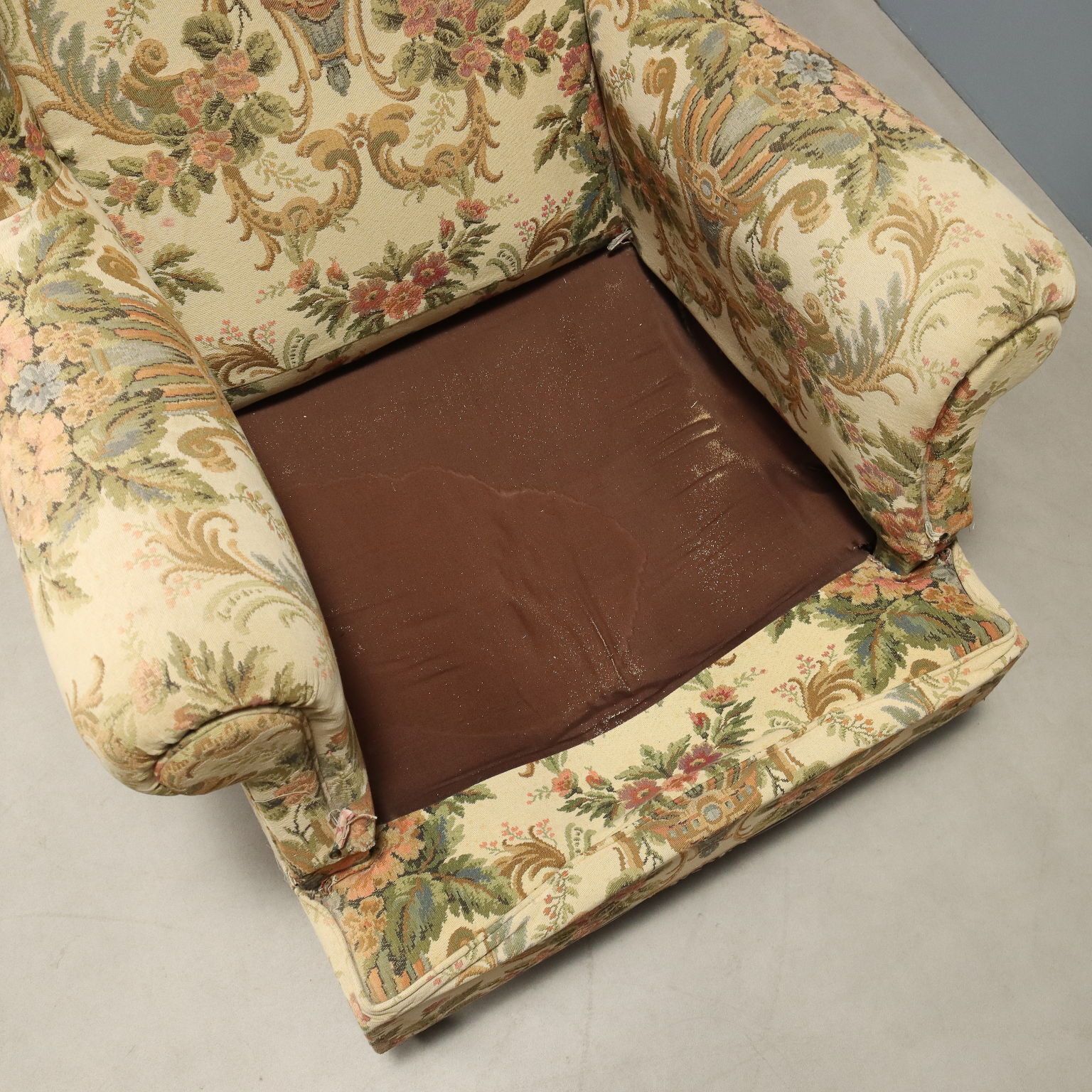 580.0 Antieke Bergère Fauteuils Beuken Stof Italië XX Eeuw photo