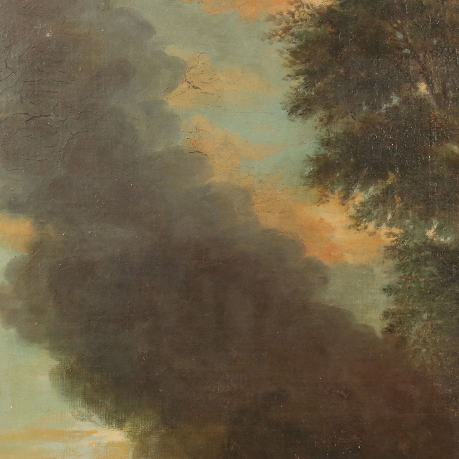 Antiek schilderij De nimfen verbranden het schip van Telemachus XVII eeuw photo vintage
