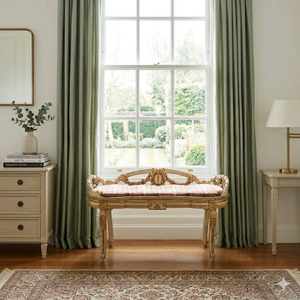 Banquette de style néoclassique en bois laqué et doré, XIXe siècle photo furniture