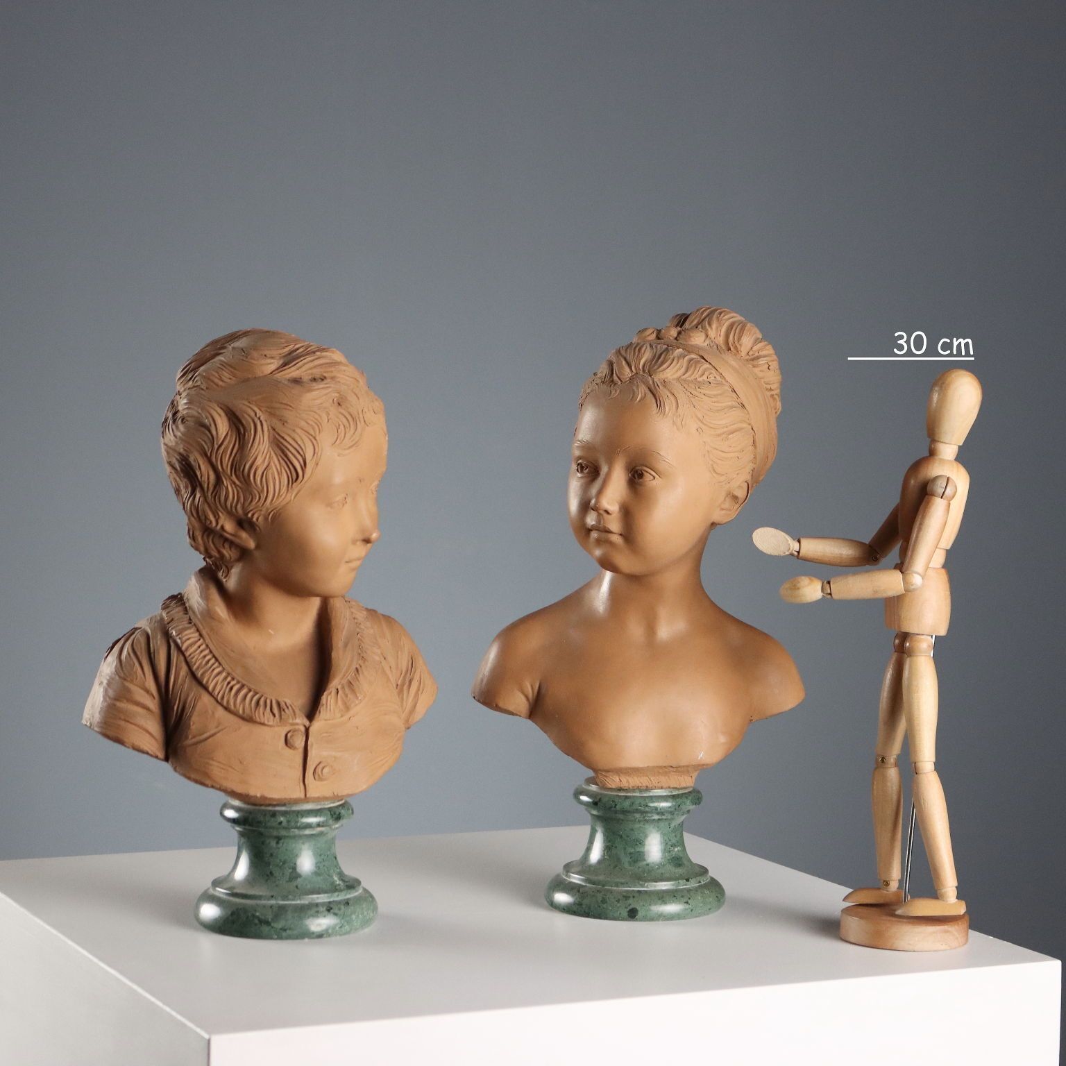 Antique Terracotta Busts By Jean Antoine Houdon Posthumous Copy photo furniture