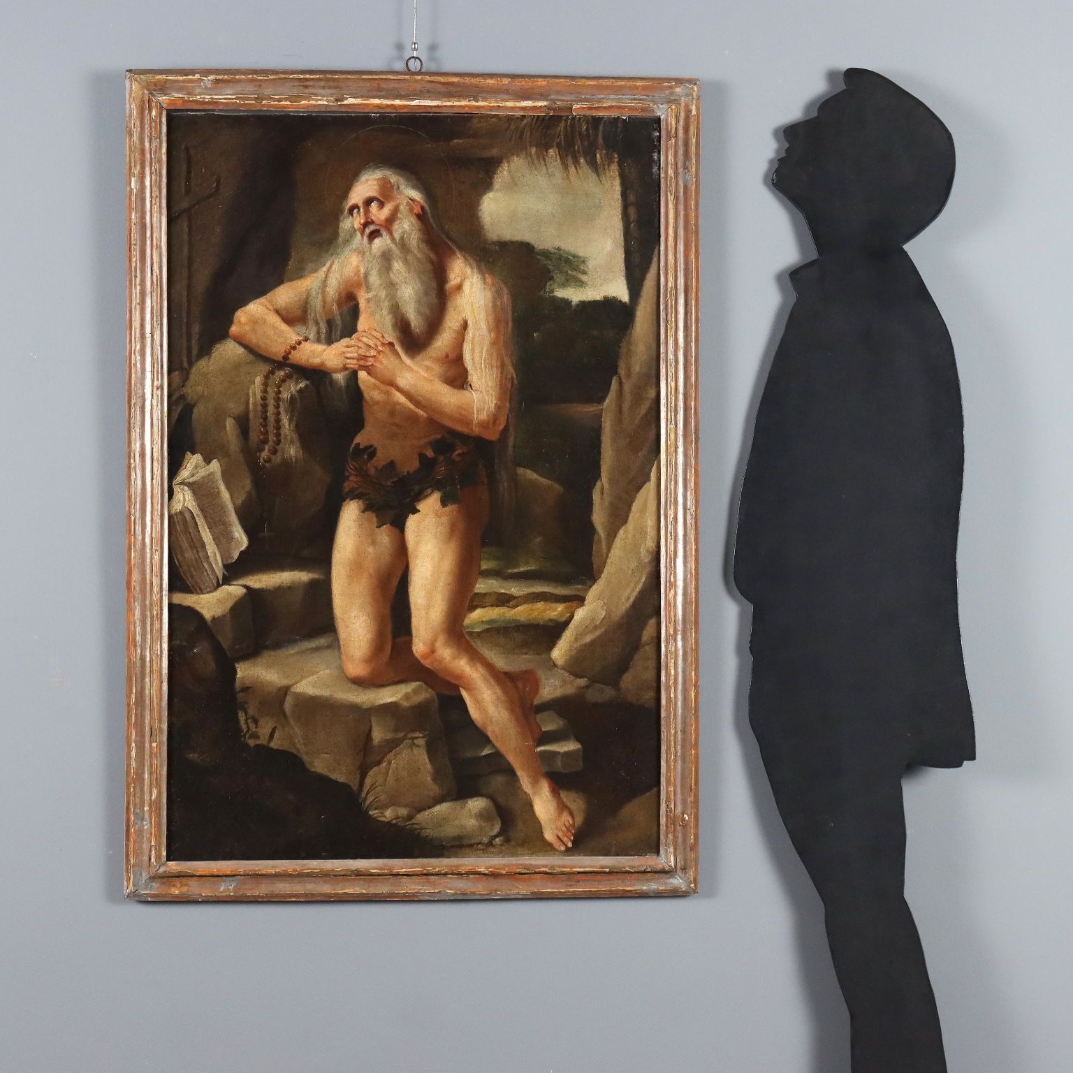 Antiek schilderij, Sint Onuphrius de boeteling, olieverf op doek, '600 photo furniture