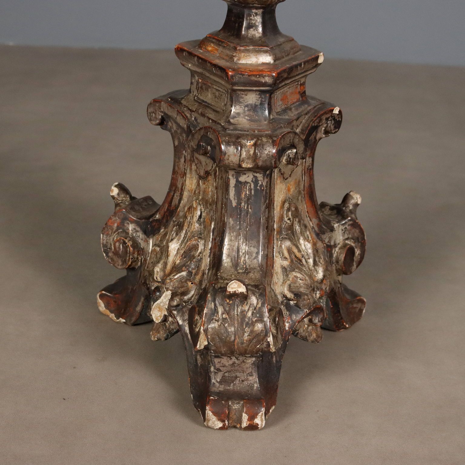 Antique Candelabra Carved Wood Italy XIX Century photo vinterior