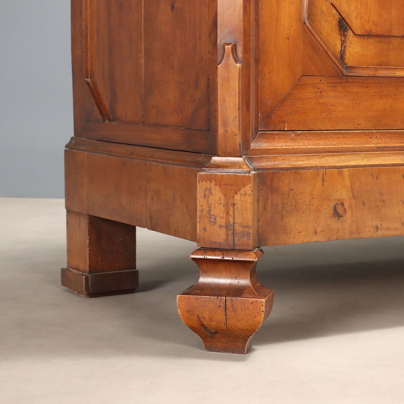 Furniture Antique Wardrobe Umbertino Walnut Poplar Italy XIX Century photo
