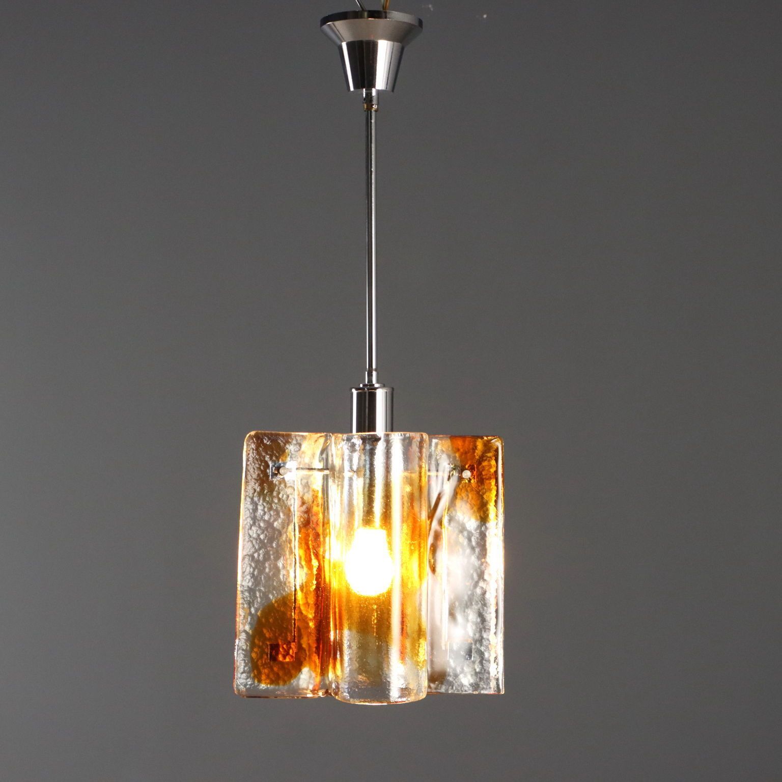 Vintage Kroonluchter Messing Murano Glas Design Italië jaren 1970 photo for sale