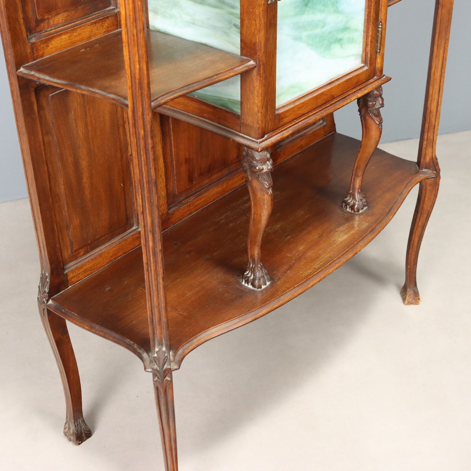photo furniture Antique Etagere Walnut Glass Italy XIX Century