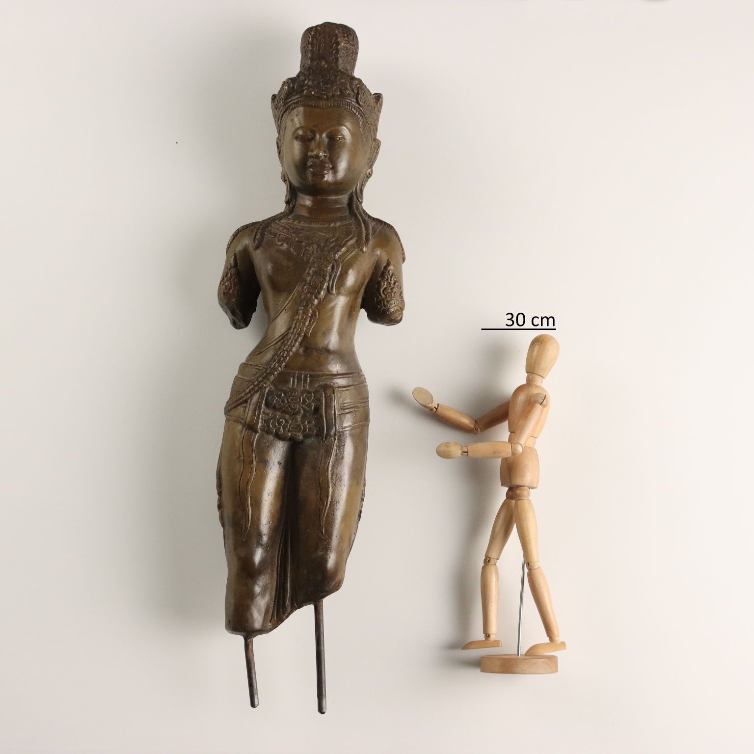 Antique Bronze Sculpture Bodhisattva Cambodia XX Century photo furniture