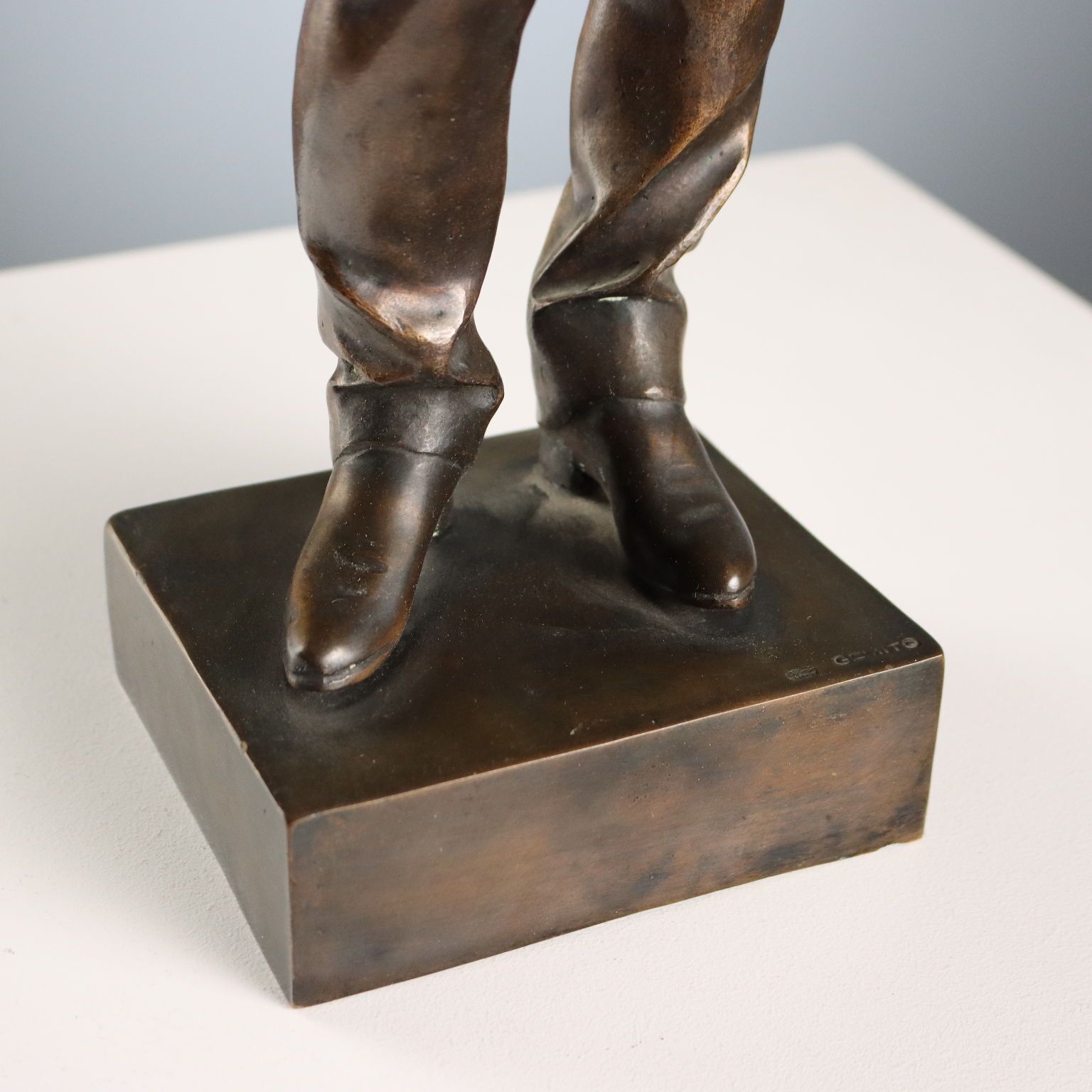 photo for sale Antique Sculpture Bronze Painted Vincenzo Gemito XX Century