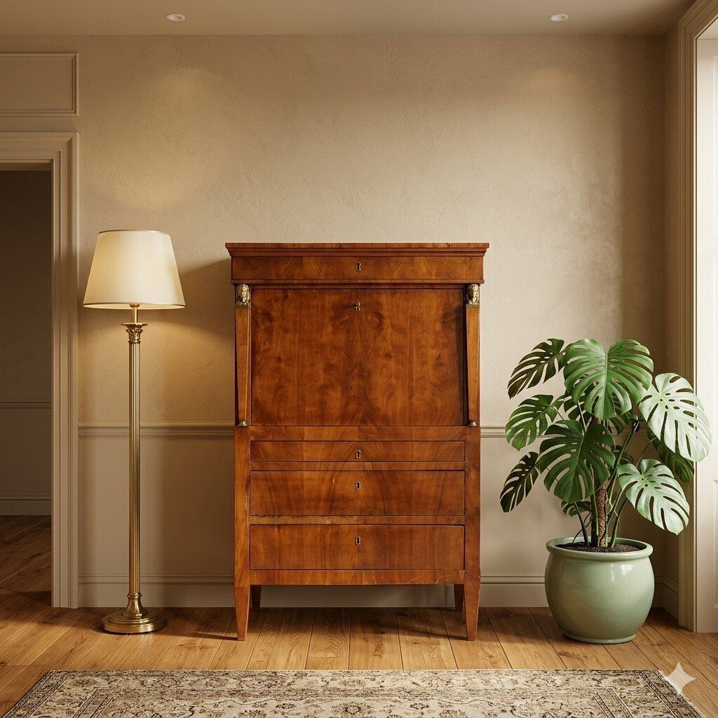 Antique Empire Secrétaire Walnut Italy XIX Century photo furniture